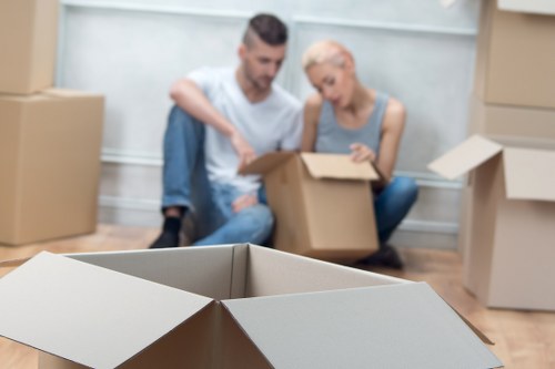Packed boxes and organized storage unit in Camden